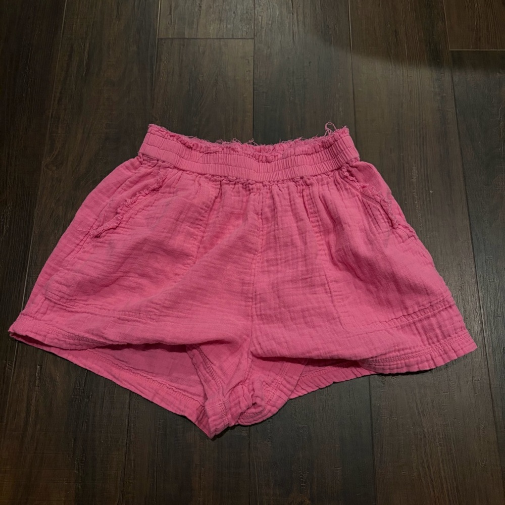 aerie Pink Gauze Elastic Waist Shorts